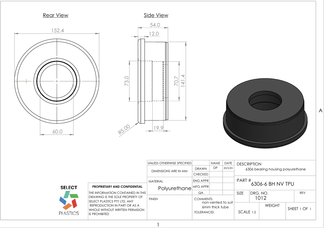 6306-6 Bearing Housing – Non-Vented – view 2