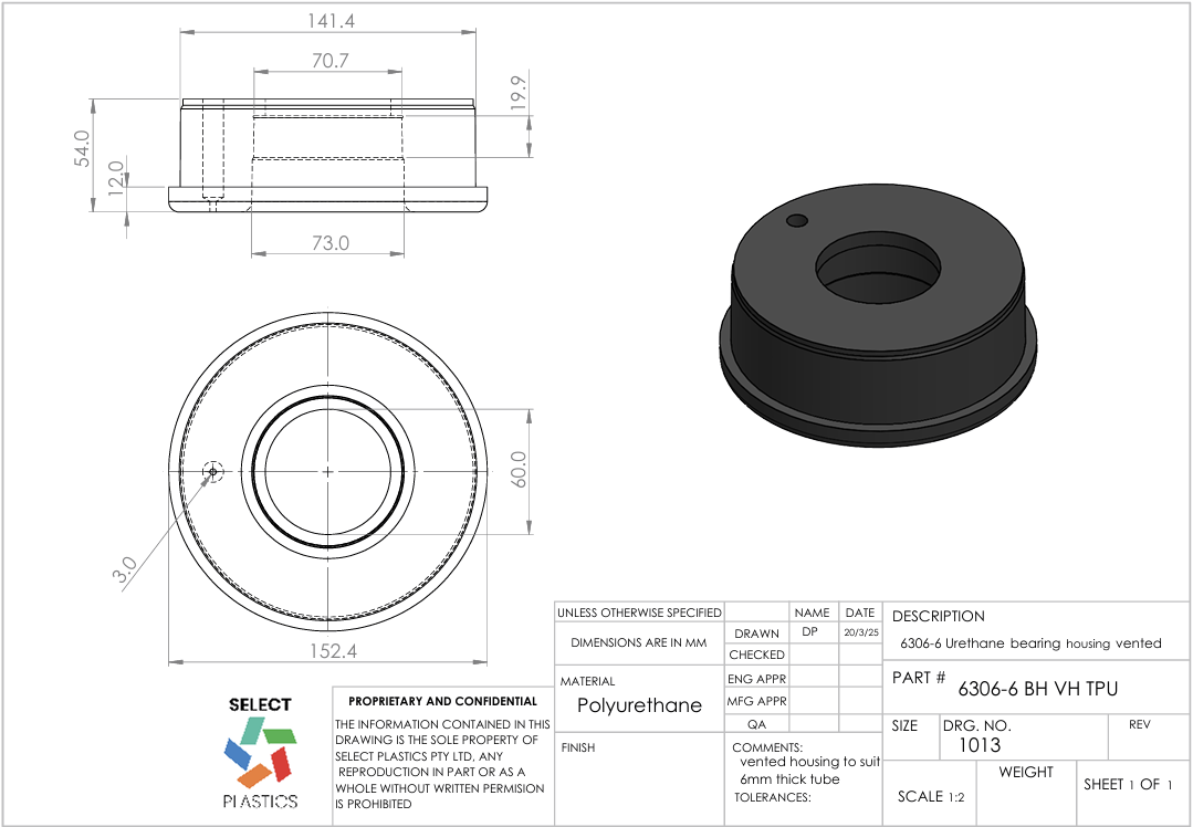 6306-6 Bearing Housing – Vented