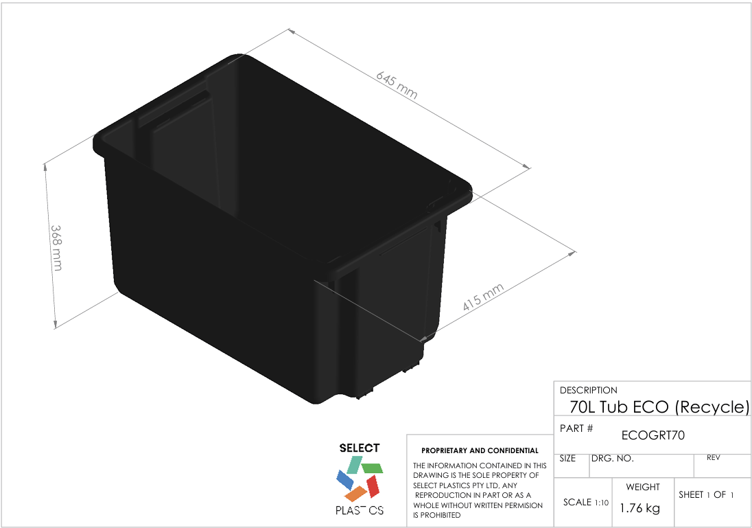 Select Plastics storage tubs — 32L, 52L and 68L