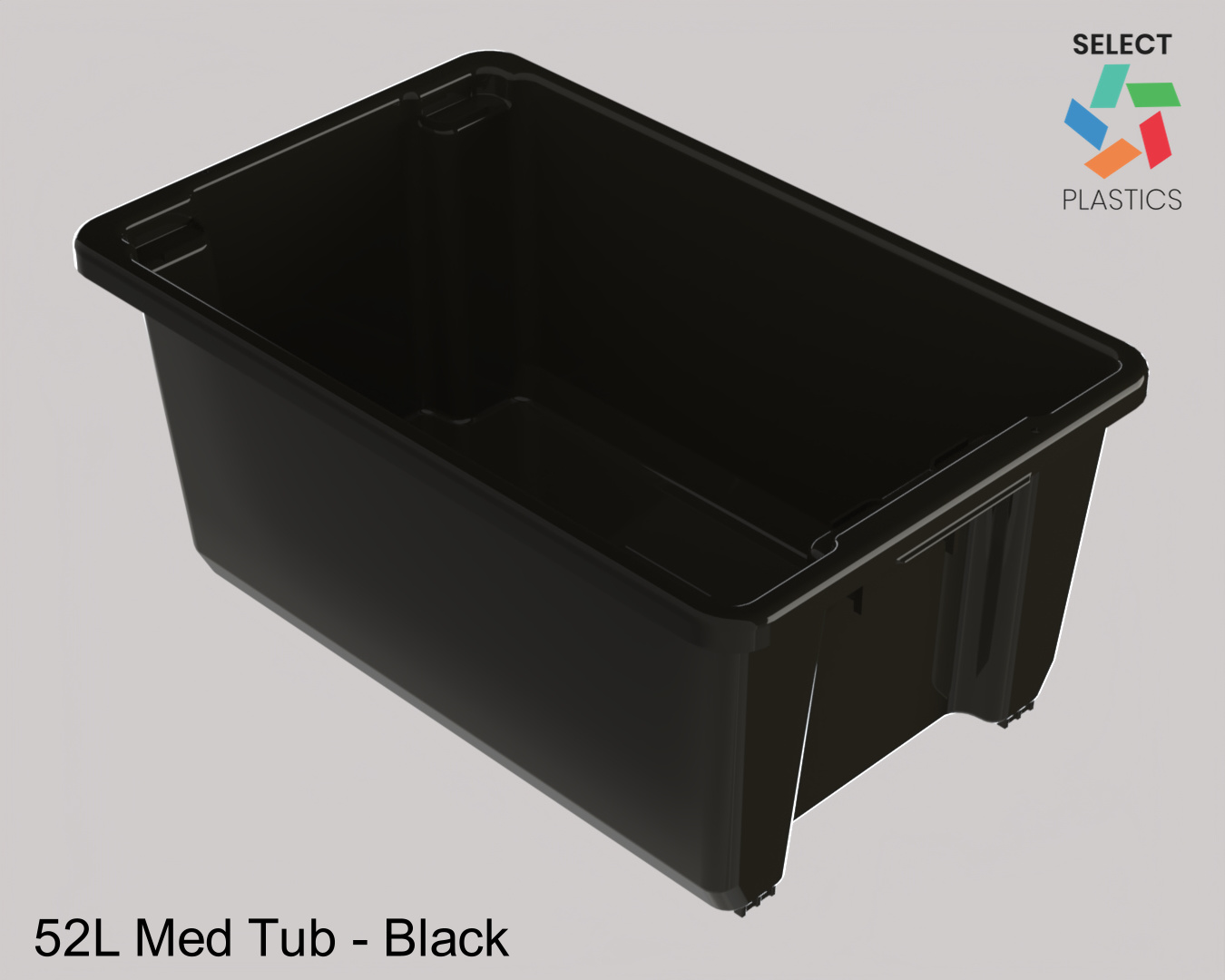 52L Medium Storage Tub-Black