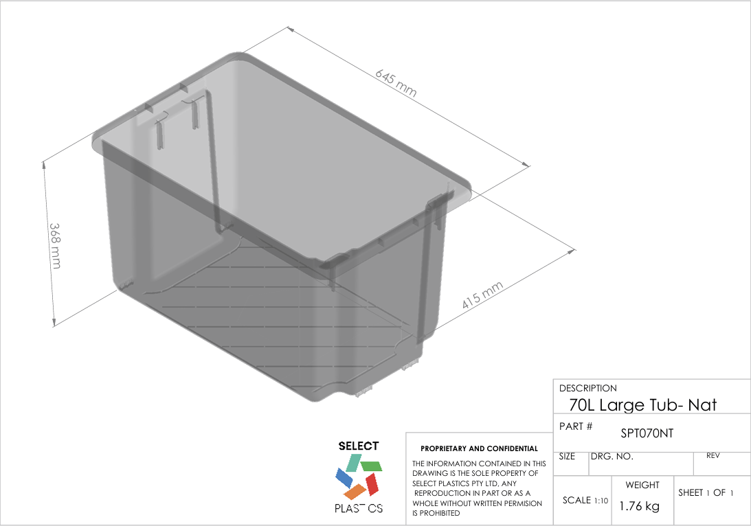 70L Large Storage Tub-Natural – view 2