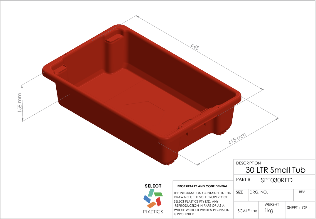 30L Small Storage Tub-Red – view 2