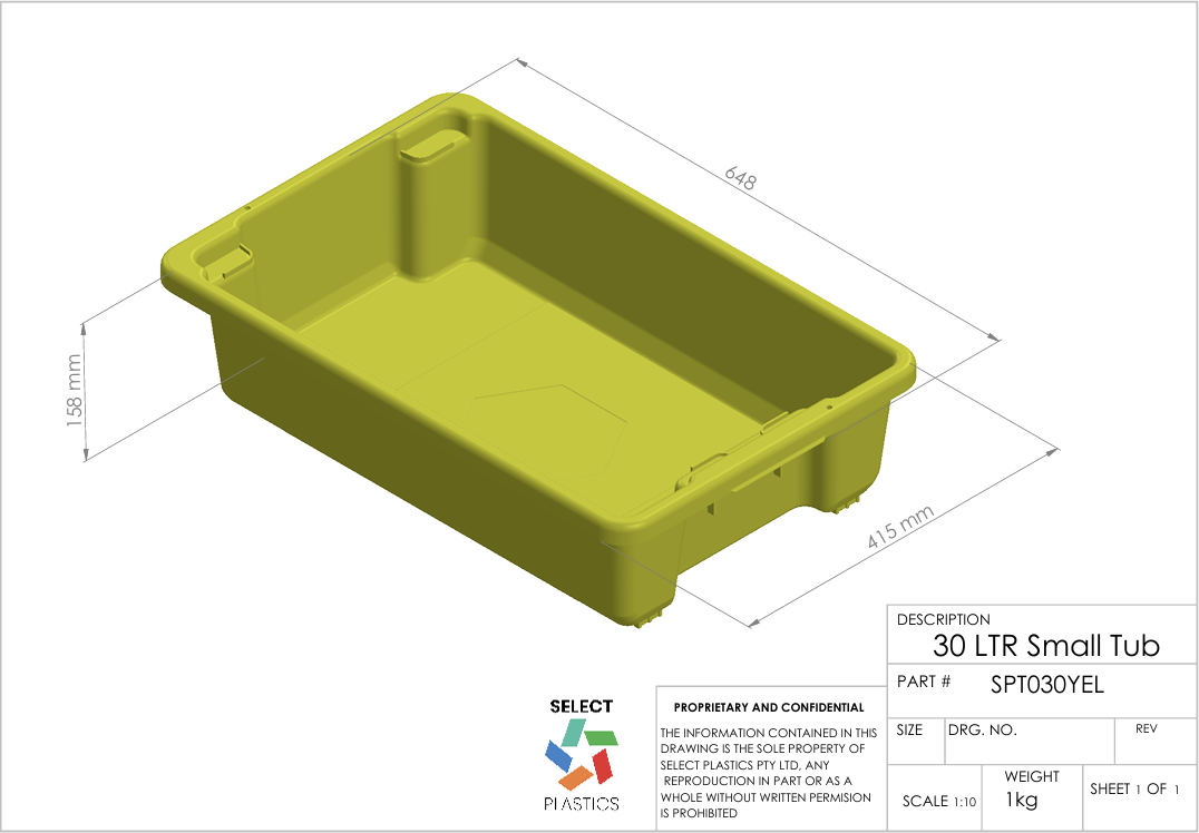 30L Small Storage Tub-Yellow – view 3