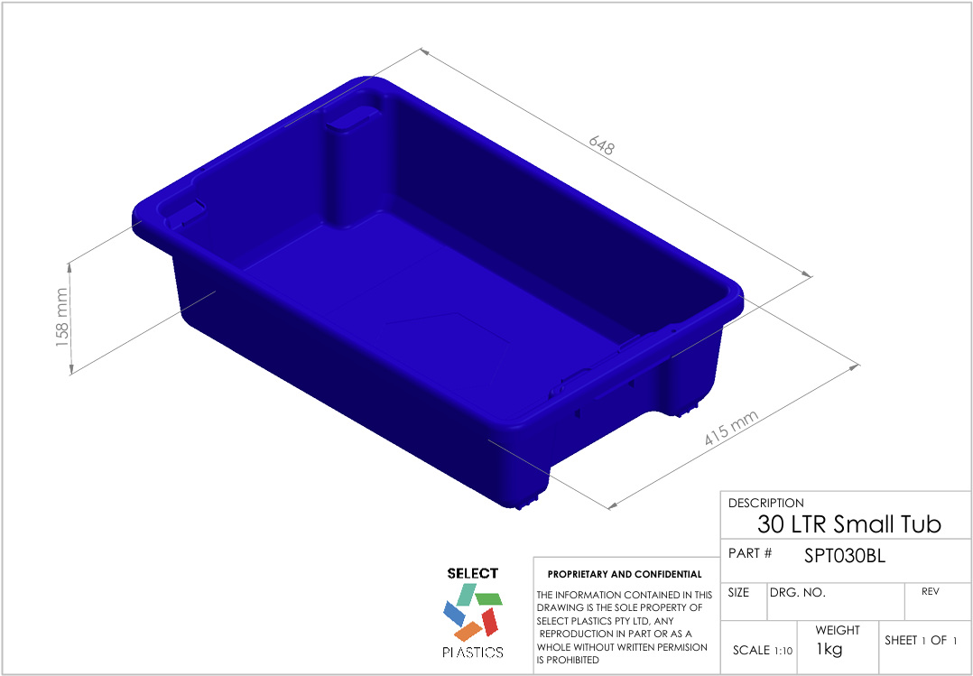 30L Small Storage Tub-Blue – view 3