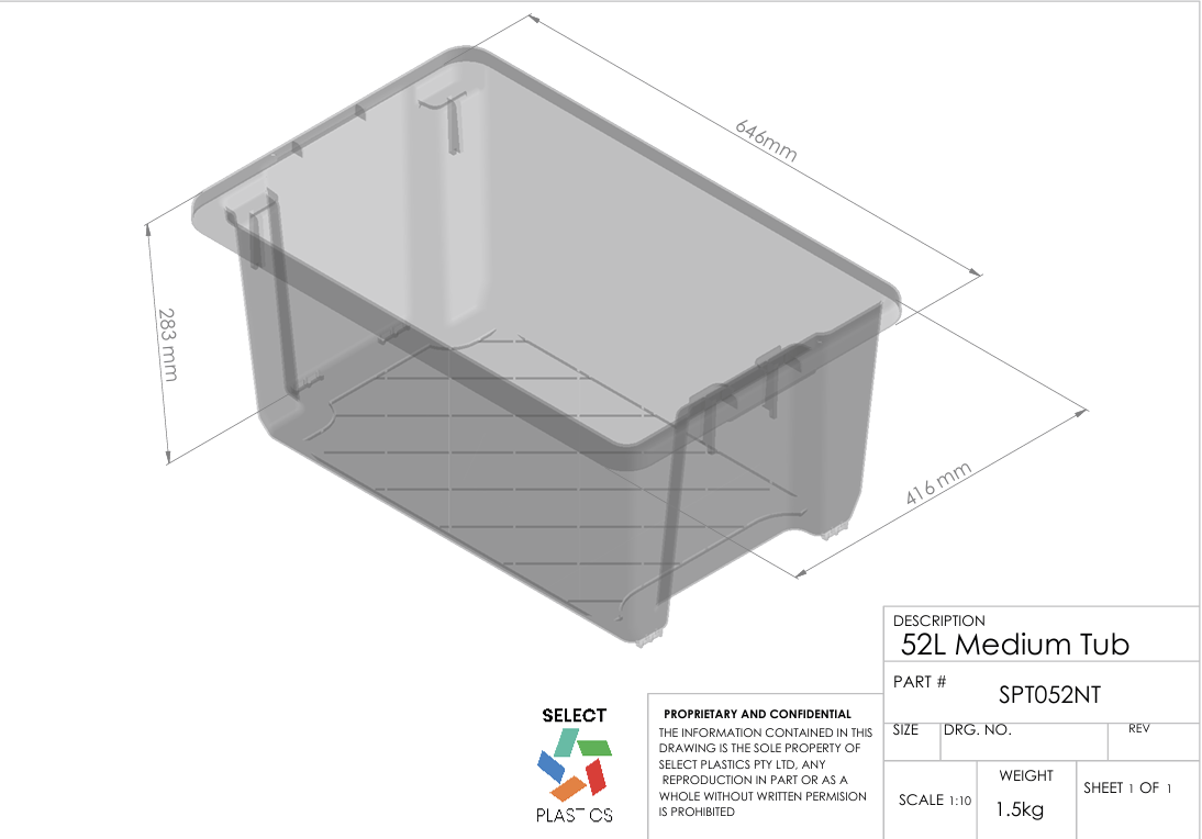 52L Medium Storage Tub-Natural – view 2