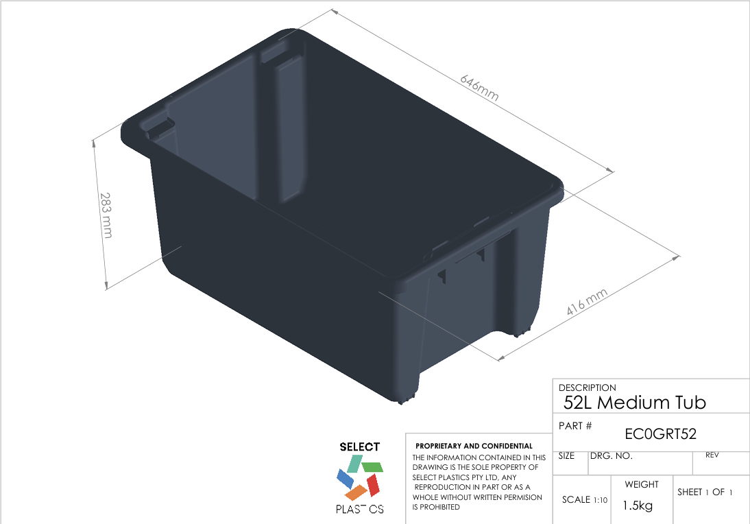 52L Medium Storage Tub ECO Grey – view 2