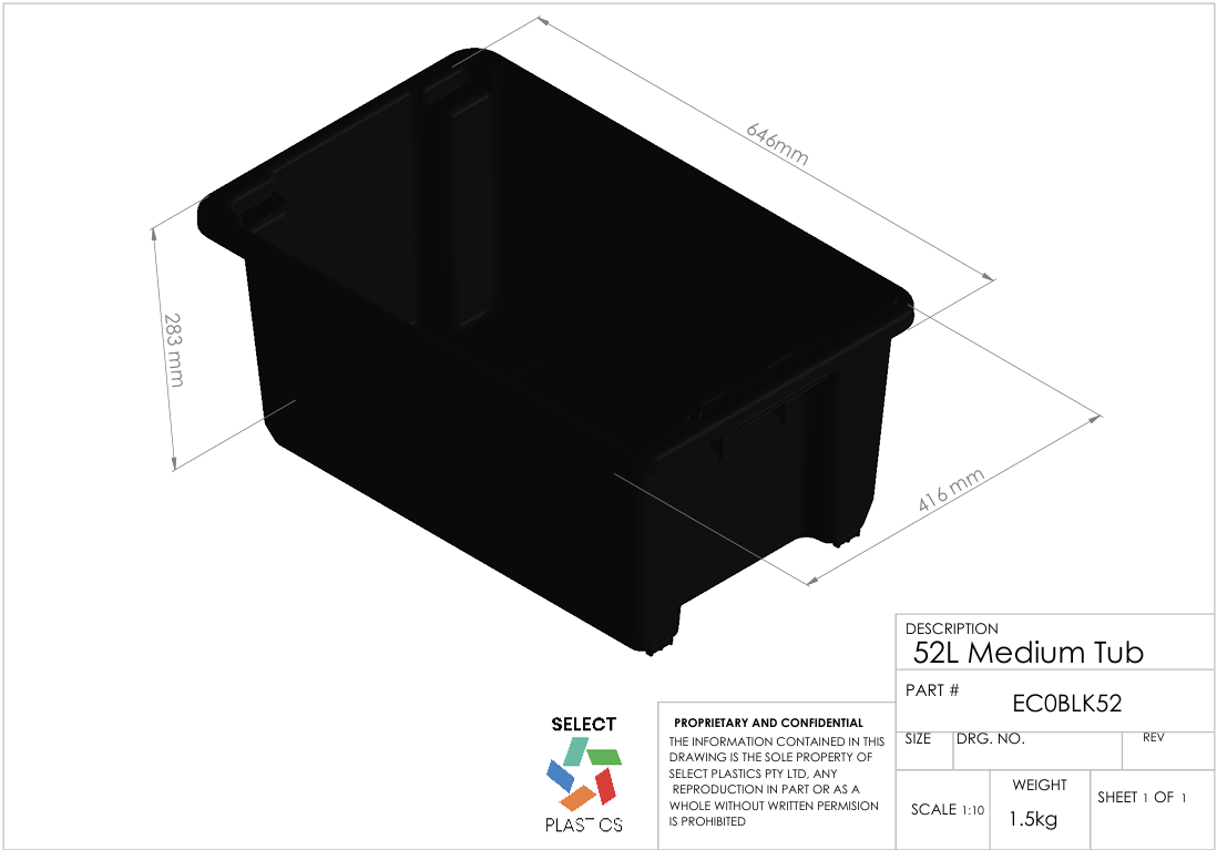 52L Medium Storage Tub ECO BLK – view 2