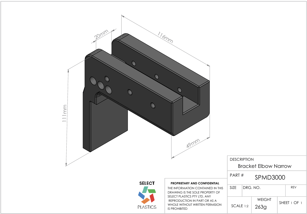 MD3 Bracket Elbow – Narrow – view 2