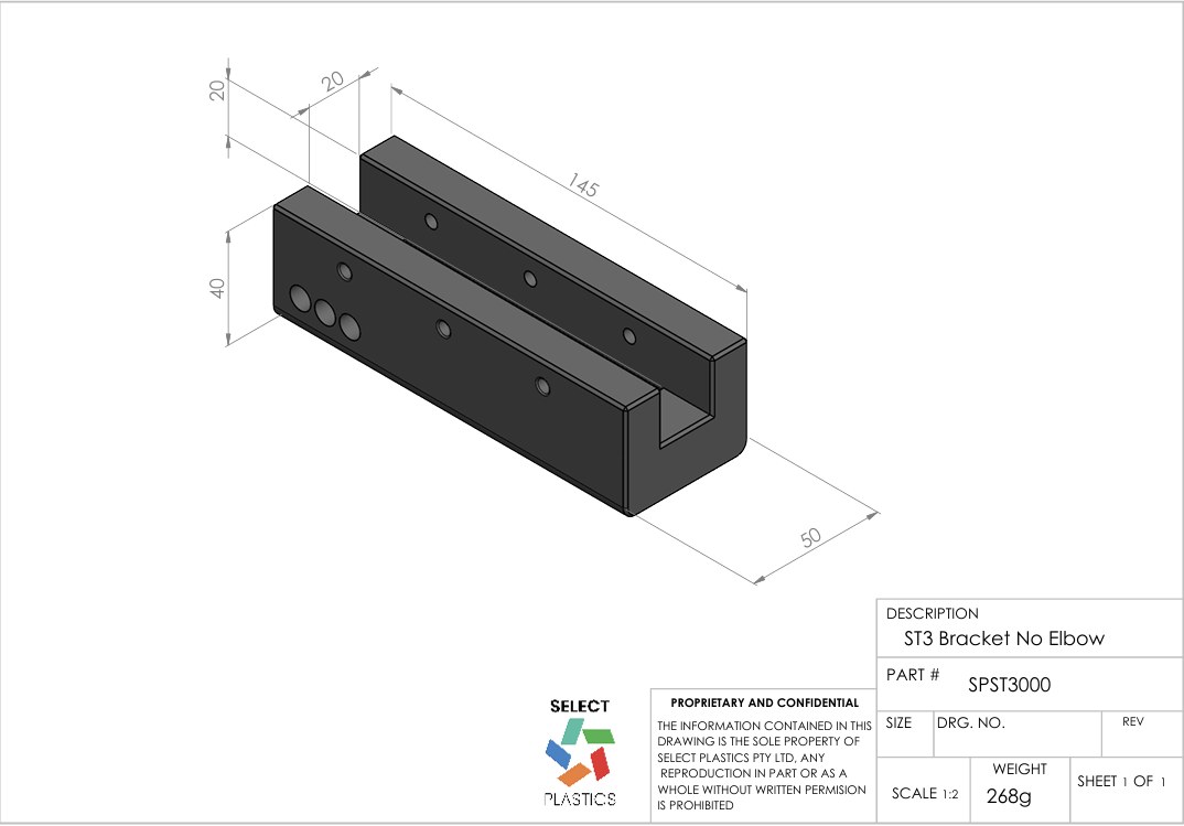 ST3 Bracket – No Elbow – view 2