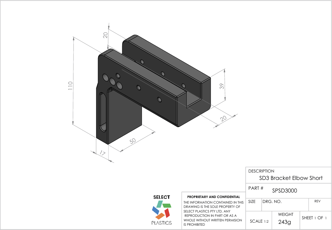 SD3 Bracket Elbow – Short – view 2